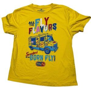 Born Fly All The Fly Flavors Men's Yellow T-Shirt Nostalgia Meets Streetwear 2XL